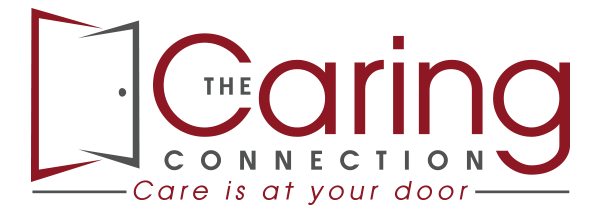 The Caring Connection logo and illustration in red and grey