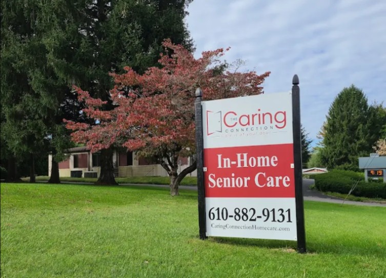 The Caring Connection office sign in Bethlehem, PA, providing a local home base for our senior in-home care services.
